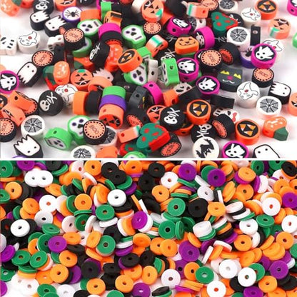 BBita 1480pcs Halloween Polymer Clay Beads Charms Friendship Bracelet Necklace Earring Jewelry Making kit, Accessories for Arts Crafts DIY Birthday Gifts for Women Girls - color: B1#Halloween Clay Beads