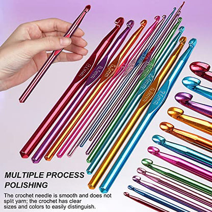 Katech Crochet Hooks Set with Case, Ergonomic for Comfortable Crocheting - color: Cats Pattern