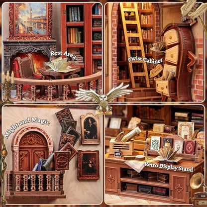 Fsolis Book Nook Kit - 3D Wooden Puzzles for Adults - color: Thames Bookstore