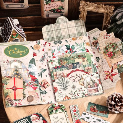 Vintage Christmas Scrapbook Kit -35 Large Material Paper for Junk Journals