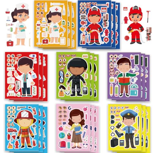 Career Make Your Own Stickers 24 Sheets, Kids Party Crafts & Learning - color: Occupationpost