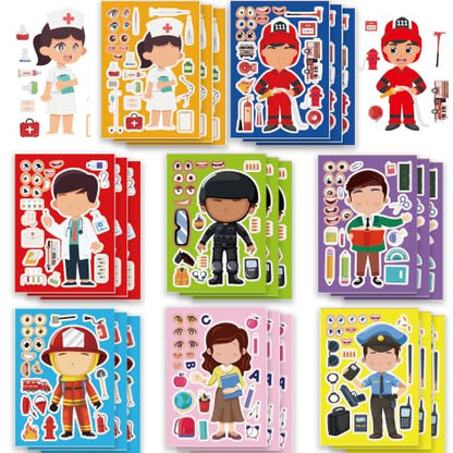 Career Make Your Own Stickers 24 Sheets, Kids Party Crafts & Learning - color: Occupationpost