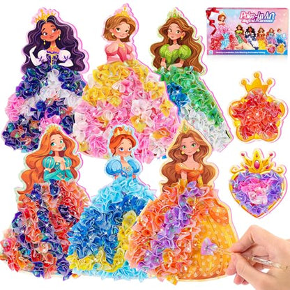 MDINGTD Poke Art Princess Craft Kits - DIY Magical Princesses, Mess-Free Creative Activity Arts and Crafts for Kids Ages 3-12, Birthday Christmas Gifts & Party Favors for Girls & Boys - style: Magical Princesses