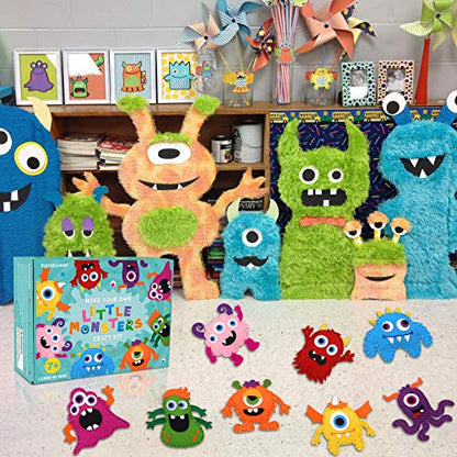 CiyvoLyeen Kids Sewing Kit Crafts– Little Monsters Felt Plush DIY Craft Adopt A Monster Educational Sewing Set for Kids Beginner Craft Kit Set of 12 - color: Monster-12 Pcs