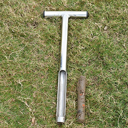 Soil Probe 16 Inch with 2 Bags, Soil Sample Probe for Lawn House Plants, T-Handle Soil Sampler Probe Rod, Stainless Steel Soil Test Kits Tool for Soil Sampling - size: 16"