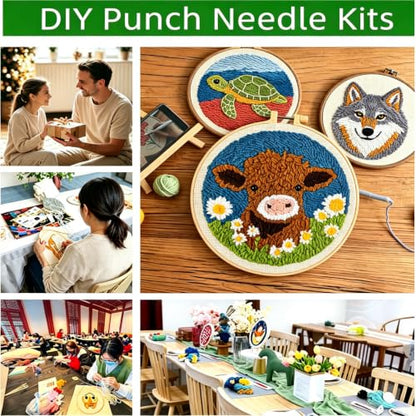 DIY Punch Needle Kits Santa Claus with Hoop 20x20cm-9 - color: 01-Santa Claus