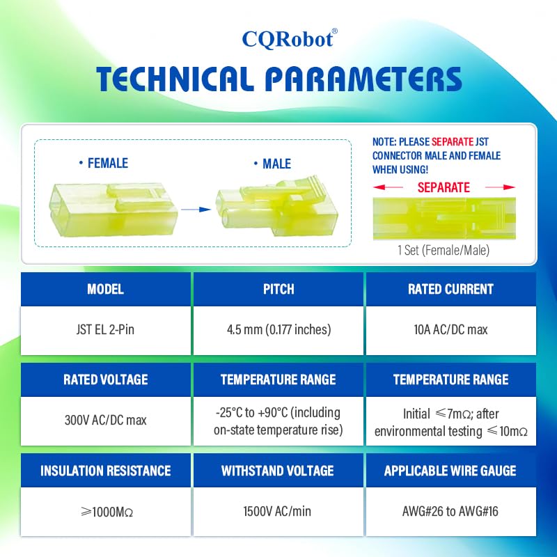 CQRobot JST EL 4.5mm Pitch 2-Pin Electronic Computer Connector Adapter - size: 2P, style: EL