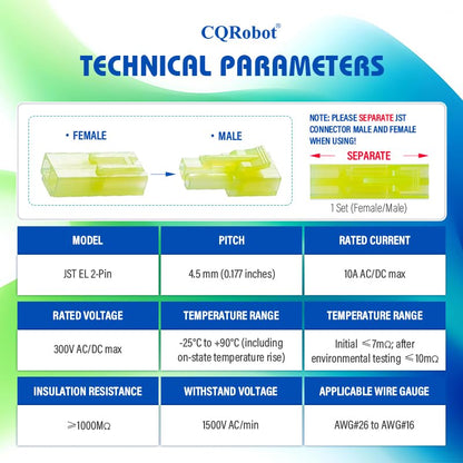 CQRobot JST EL 4.5mm Pitch 2-Pin Electronic Computer Connector Adapter - size: 2P, style: EL
