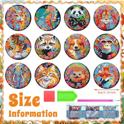 Zonon 12 Pcs Diamond Painting Magnets Kits, Psychedelic Animal Fridge - color: Boho, style: Animal