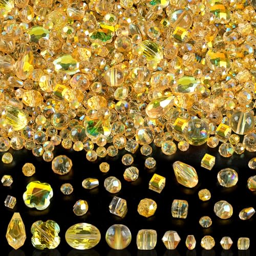 Assorted Size Glass Beads Bulk for Jewelry Making, Suncatchers, Crafts - color: Gold Champagne, size: 636pcs