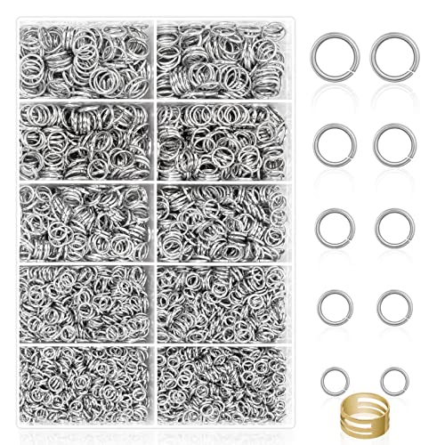 PAXCOO 4600Pcs Silver Jump Rings with Jump Rings Open/Close Tools for Jewelry Making and Necklace Repair (Assorted Sizes) - color: Silver