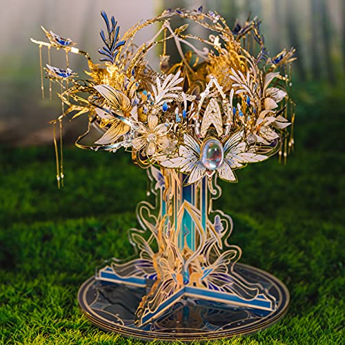 MU Fairy Series Elf Crowns 3D Metal Model Kits Fairy Crown Cinderella Princess Puzzles Kits for Adults, DIY Miniature Dollhouse Building, Birthday New Year Xmas Gift - color: Elf Crown