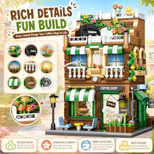 City Street View Building Blocks, Modular Architecture Model - color: Mocha Toned