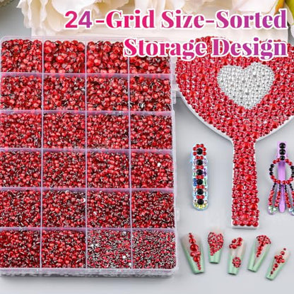 33000Pcs 2-6mm Red Resin Rhinestones for Bedazzling Kit - color: Red 2-6mm