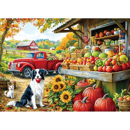 Blueforest Jigsaw Puzzles for Adults 1000 Pieces Autumn Farm Fruit Stand - color: Autumn Farm Fruit Stand