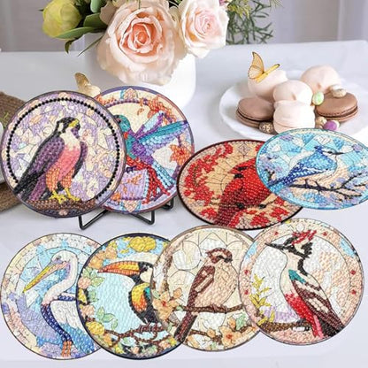 Diamond Art Coasters Kit, 8 Pieces Birds Diamond Painting Coasters Kit - color: Birds