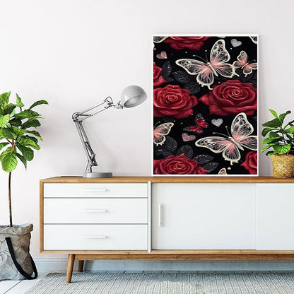 5D Butterfly Diamond Art Kits for Adults-Rose Flower Diamond Painting - color: Rose Flower