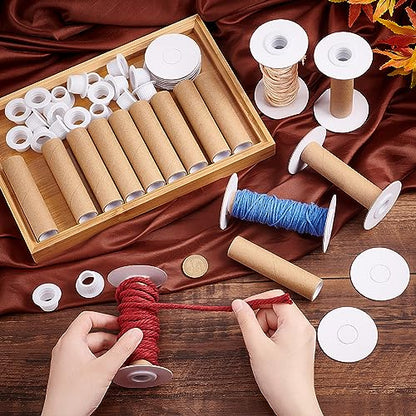 PH PandaHall 16 Sets Empty Paper Thread Spools, Wire Weaving Bobbins Paper Sewing Spools Detachable Thread Ribbon Holder for Yarn Cord Embroidery Sewing DIY Arts Crafts, 99mm/3.9" - size: 99mm/3.9"