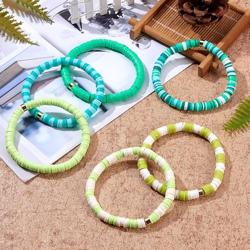 4000pcs Dark Green Clay Beads,6mm Heishi Bead Polymer Flat Round Disc Bulk Beads for Jewelry Making,DIY Friendship Bracelet and Necklace Craft - color: Dark Green