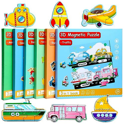 Magnetic Puzzles for Kids Ages 3-5, Travel Toddler Car Puzzle Toy - style: Traffic