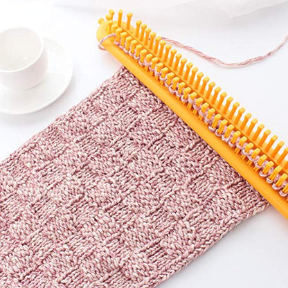Knitting Loom Kit, Rectangle Weaving Looms Set with a Crochet Hook and Needle, Quick Scarf Hats Maker DIY Crocheting Handmade Craft Kit for Knitting Lovers Beginners(26cm,Red)