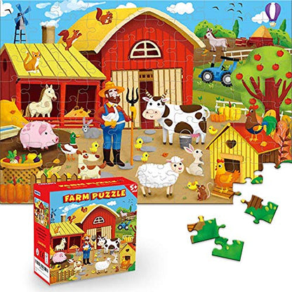 KiDEPOCH 100pc Barnyard Floor Puzzle, 13.8" x 19.7", Paper, Jigsaw, Beginner, 3-8 Years - style: Barnyard