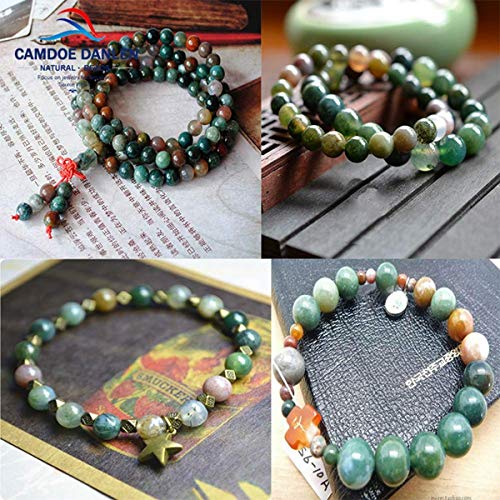 Natural Stone Beads 100pcs 8mm India Agate Round Genuine Real Stone Beading Loose Gemstone Hole Size 1mm DIY Charm Smooth Beads for Bracelet Necklace Earrings Jewelry Making (India Agate) - color: India Agate Green, size: 8mm