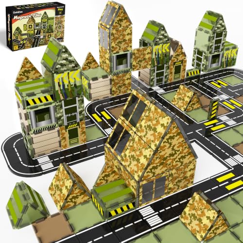 GobiDex Magnetic Tiles Army Toys Building Set for Kids Ages 3+ - color: Army Base