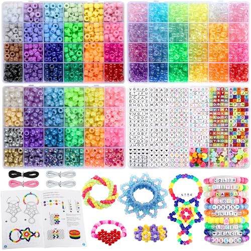 Pony Beads for Bracelets, 4026 Pcs 72 Colors Kandi Beads for Jewelry Making