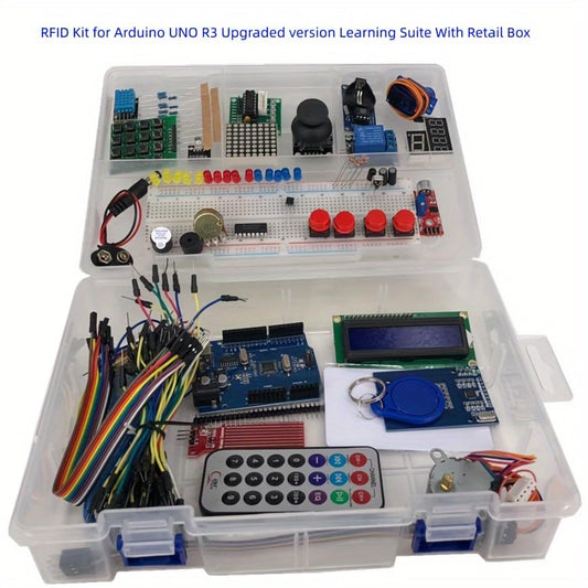 RFID kit for Arduino UNO R3 Upgraded Learning kit with Retail Box RFID Arduino UNO R3 Starter kit with LCD Display, breadboard, sensors and More Than 40 Components