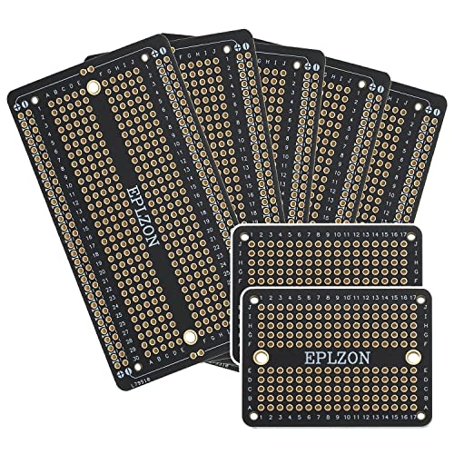 Solderable Breadboard PCB Board Gold-Plated Solder Breadboard for DIY Electronics Projects Apply to Arduino Soldering Projects 3.5"x2.05" (5 Pack + 2 Mini Board, Black) - color: Black