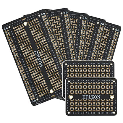 Solderable Breadboard PCB Board Gold-Plated Solder Breadboard for DIY Electronics Projects Apply to Arduino Soldering Projects 3.5"x2.05" (5 Pack + 2 Mini Board, Black) - color: Black