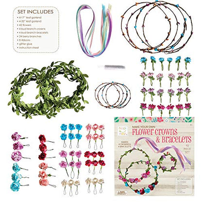 Hapinest Make Your Own Flower Crown Kit & Bracelet Craft Kit for Girls Ages 6 Years and Up