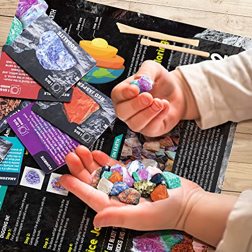 Gemstone Dig Kit, 12 Real Rocks and Gems, STEM Toy 6+ - color: Rock Dig Kit