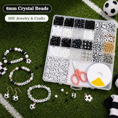 1900 PCS Black White Beads Jewelry Making Kit Pony Beads Jewelry Making Crafts(4mm, 6mm, 8mm) - color: Black White