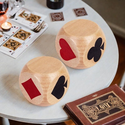 Wooden Euchre Trump Marker Dice Set - Large 1.57" (4cm) Clear Printed Euchre Cube, Trump Poker Game Kit, for Euchre Players & Card Game Lovers (One piece) - color: One Piece