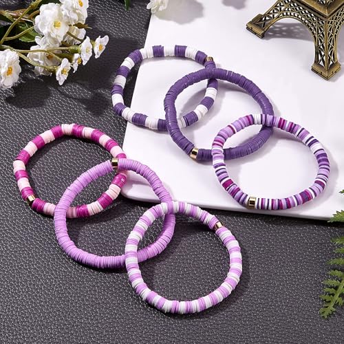 4000pcs Dark Purple Clay Beads,6mm Heishi Bead Polymer Flat Round Disc Bulk Beads for Jewelry Making,DIY Friendship Bracelet and Necklace Craft - color: Dark Purple