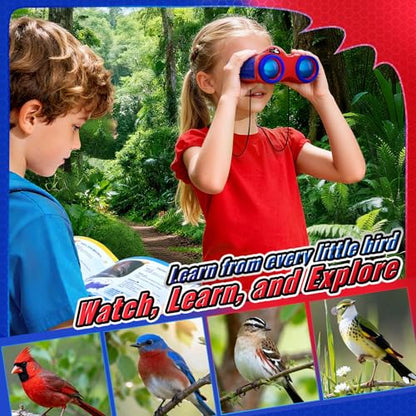Boy Toys Age 3-12,Binoculars for Kids with Bird Watching Manual&Compass