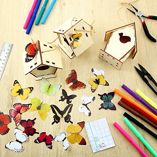 Outus 12 Pcs Wooden Birdhouse Kits, 4 Shapes, Classic Style, 3.6×4 Inch - style: Classic