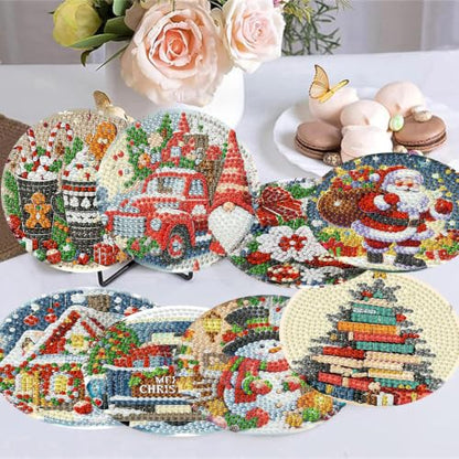 8 Pack Christmas Diamond Art Coasters,Diamond Painting Coasters Kits - color: Christmas Coasters-a