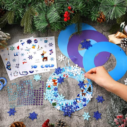 Hollowfly 48 Sets Winter Snowflake Wreath Craft Kits - style: Winter