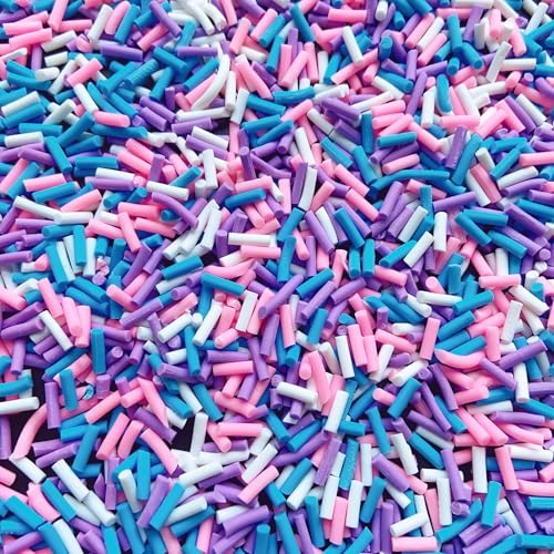 50g Fake Sprinkles Resin Sprinkles Fake Candy Sprinkles Clay Sprinkles Polymer Sprinkles Polymer Clay Slices for Nail Art DIY Crafts Cake Phone Case(20-Long Purple ） - color: 30-Long Purple