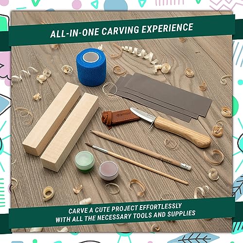 BeaverCraft DIY09 Wood Carving Kit DIY08 Wood Whittling Kit for Kids Woodworking Starter Kit Hobby Kits