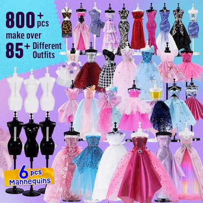 Fashion Designer Kits for Girls with 6 Mannequins, 800+ Craft Kits for Kids