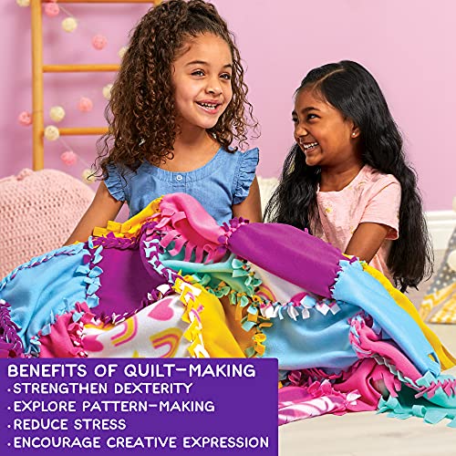 Made By Me Easy-to-Knot Quilt Making by Horizon Group USA, Create a 59” x 39” Fleece Quilt, No Cutting or Sewing Necessary, Includes 20 Fabric Squares & Felt Embellishments, Learn 4 Ways to Knot - style: Quilt (Rainbow)