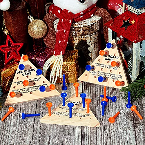 Skylety 12 Pack Triangle Peg Games Wooden Board Table Game, Blue and Orange - color: Blue and Orange