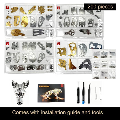 3D Metal Puzzle for Adults,Mechanical Animal Wolf Puzzle Building Set，3D Metal Model Kits, Brain Teaser Puzzles DIY Assembling for Stress Relief - A Collectible Gift for a man and boy (Black) - color: Black