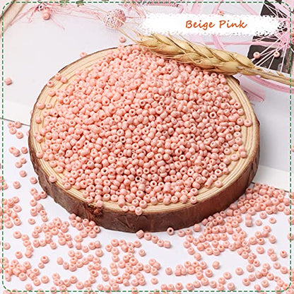 5000pcs Beige Pink Glass Seed Beads Bulk, Small Tiny Waist Spacer Beads for Bracelet, Necklace Jewelry Making, DIY Craft Projects(3mm 8/0) - color: Beige Pink, size: 3mm