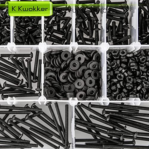 1023Pcs M3 Screw Assortment 13 Lengths 4mm to 40mm, 10.9 Alloy Steel Nuts and Bolts Assortment Kit, Metric Button Head Hex Socket Head Cap Machine Screws and Nuts, Washers, Black - size: B. M3