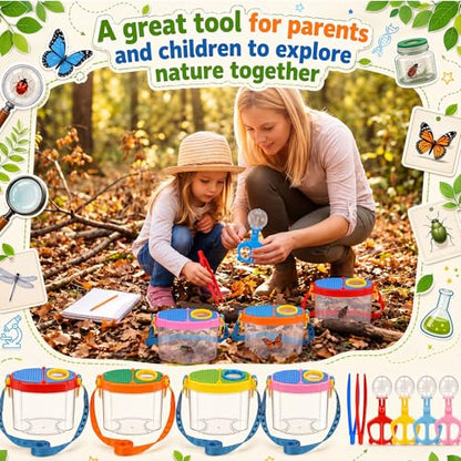 Halloscume 20 Set Bug Catcher for Kids Bug Viewer and Insects Tweezer for Students, Critter Catching Kit Magnifying Insect Cage Container Kit for Kids Outdoor Science Nature Exploration